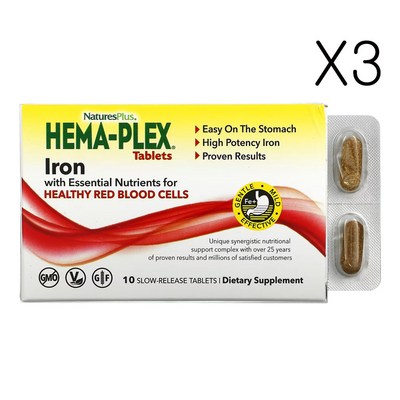 네이처스플러스 Hema-Plex 건강한 적혈구를 위한 필수 영양소와 철분 함유 10캡슐 (3개)_이미지