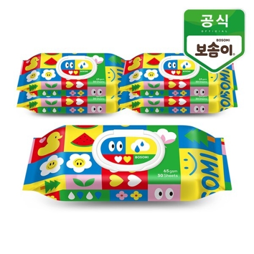 보솜이 펀앤플레이 물티슈 슬림캡 30매 (5팩)_이미지