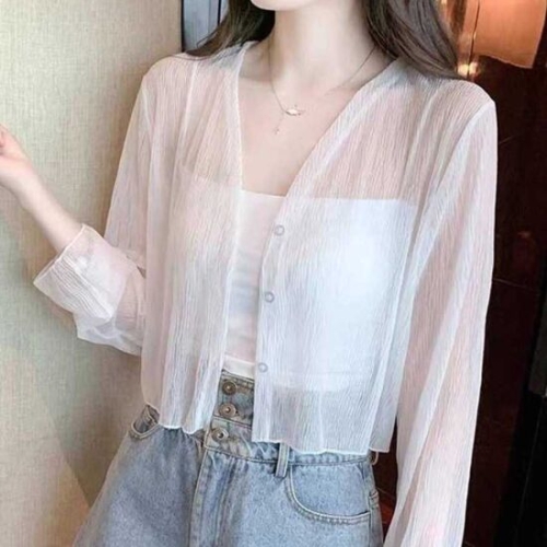 리가 여름 시스루 크롭 가디건 RNR-0065 여름가디건 시스루가디건 햇빛차단가디건 크롭가디건 얇은가디건 패션가디건 휴양지가디건.._이미지