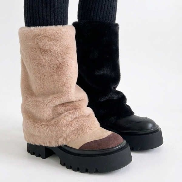 여성용 겨울 털 레그워머 키높이 미들 부츠1103187