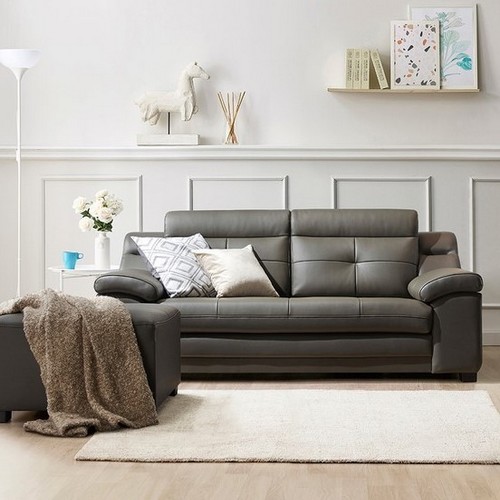 동서가구 루엘 라텍스탑 이태리 천연가죽 소파 3인용 (스툴포함)_이미지