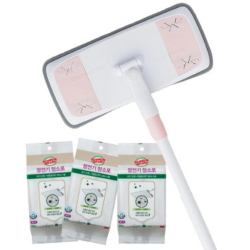 <b>3M</b> 스카치브라이트 파스텔 핑크 <b>막대</b><b>걸레</b> 표준형 + 베이직 정전기 청소포 표준형 150매