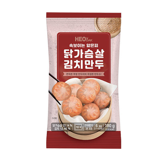허닭 속보이는 얇은피 닭가슴살 김치만두 180g (5개)_이미지