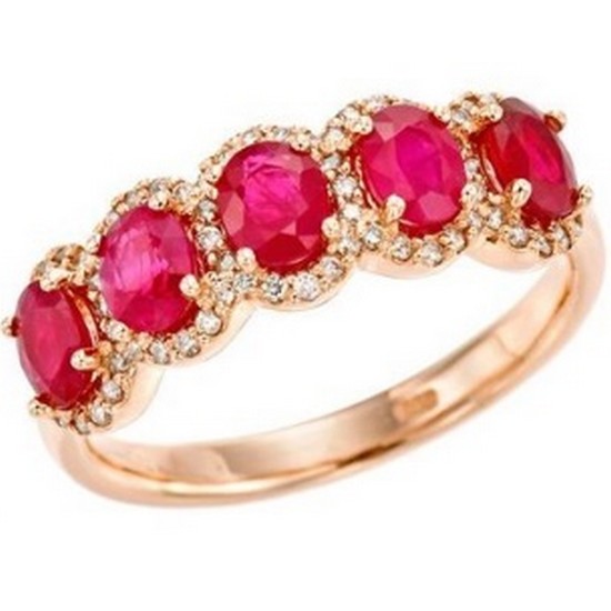 골드팡 14K 1.74캐럿 천연 루비 미라벨 헤일로 반지_이미지