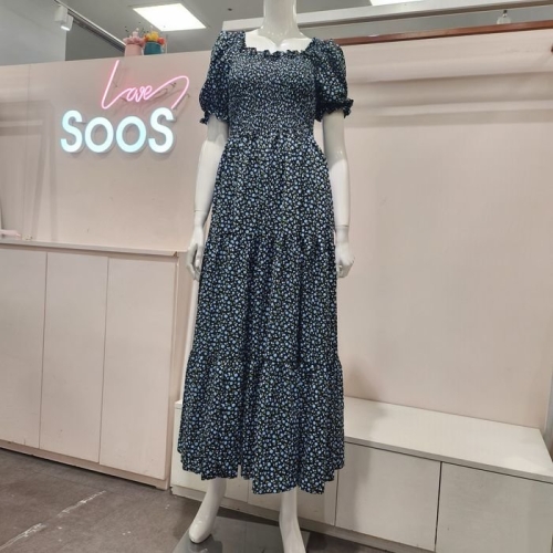 SOOS 플라워 스모크 원피스 S242NOP655