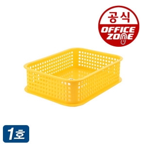 오피스존 노란 바구니 1호 다용도 플라스틱 노랑 수납 사물함 바스켓 학교 유치원 사각 정리함 미니_이미지