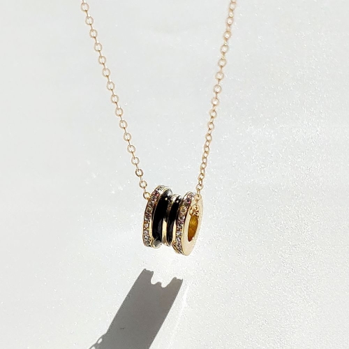 에버링 14K 금 체인+gold plated 펜던트 블랙라벨 휠 목걸이_NXJH4501