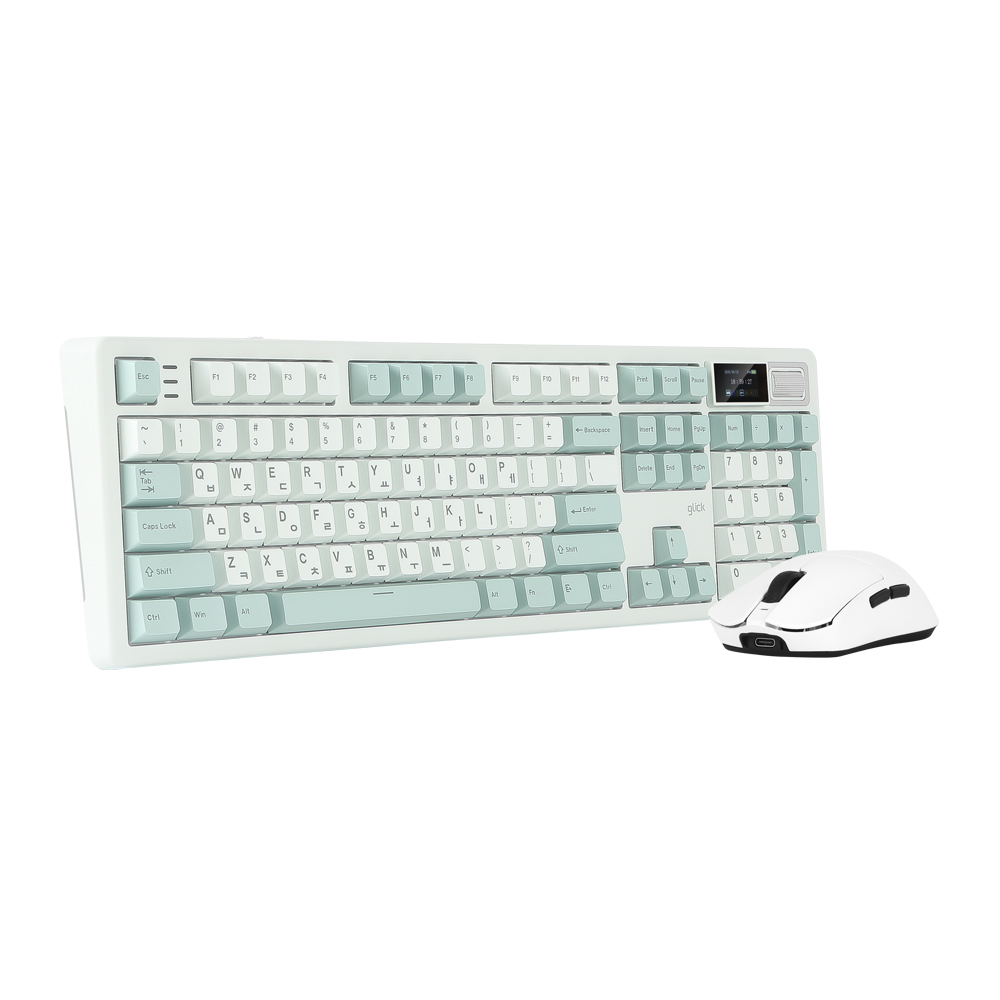지클릭커 WMK800B 무선 기계식 키보드 마우스 세트 그린라이트 (보각보각)_이미지