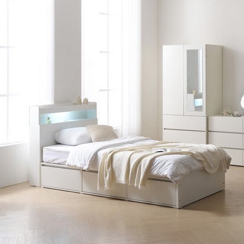 BIF보루네오 마르체 리움 통서랍 수납 LED침대 D (본넬스프링)_이미지