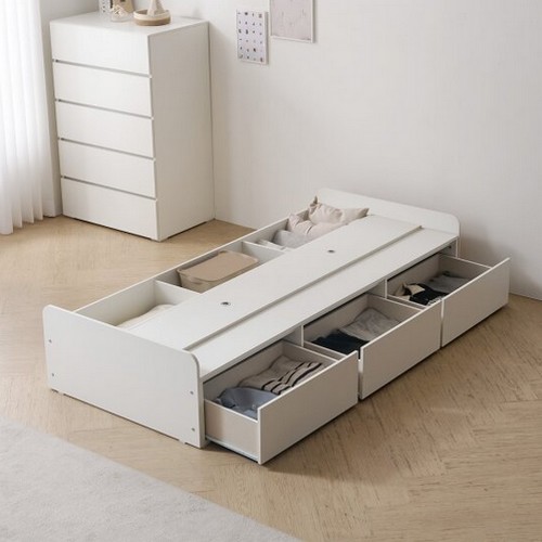 BIF보루네오 마르체 리움 통서랍 수납 LED침대 D (본넬스프링)_이미지