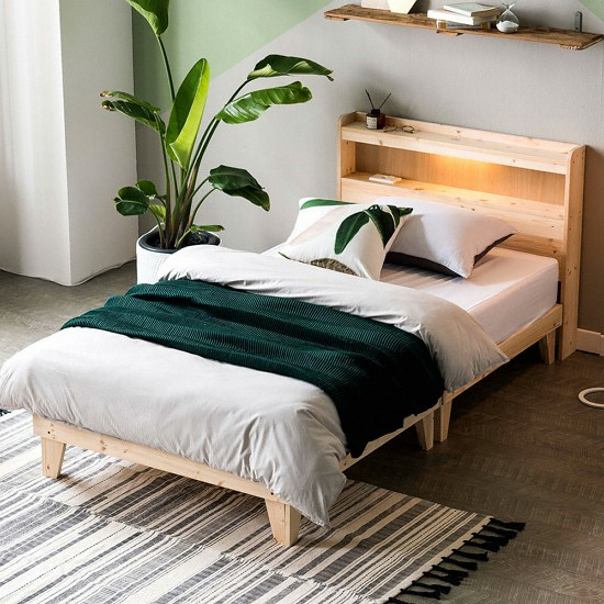 아씨방 원목마루 평상형 LED침대 SS (매트별도)_이미지