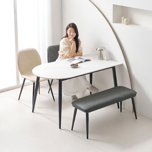 라로퍼니처 쿠키 반타원 포세린 통세라믹 식탁 1350