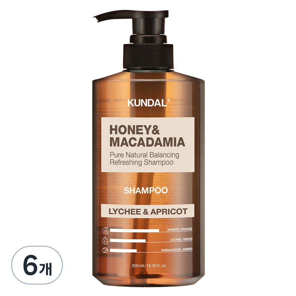쿤달 허니 앤 마카다미아 네이처 샴푸 리치앤애프리콧 500ml (6개)_이미지