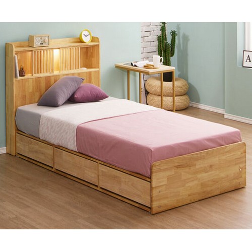 라자가구 위드 팀버 원목 LED침대 SS (라텍스탑독립)_이미지