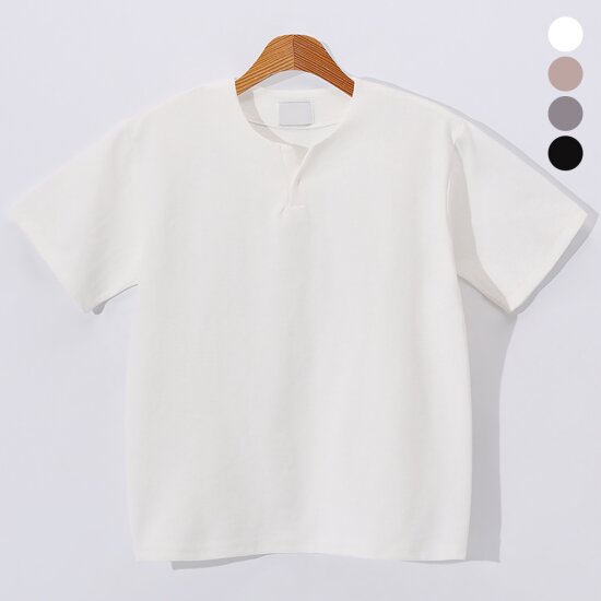  후앙스 노카라 트임 스판 반팔 티셔츠 EHRT4219