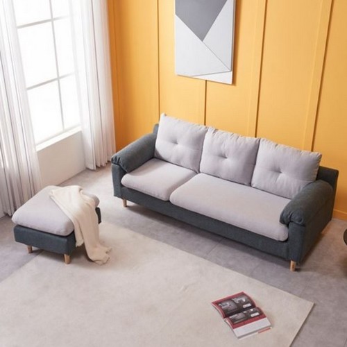 시월구일 티보리 투톤 패브릭 소파 3인용 (스툴포함)_이미지