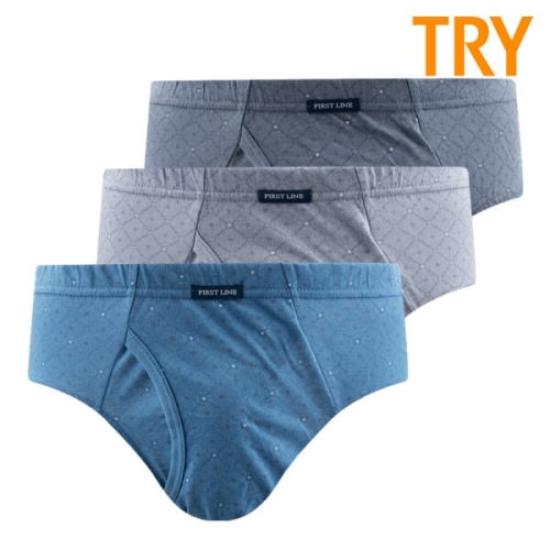 TRY 남성 순면 삼각팬티 맥시 브리프 3매입 패턴U 405863_이미지