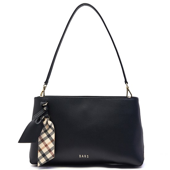 체크배색 소가죽 숄더백 DCBA3E123BK