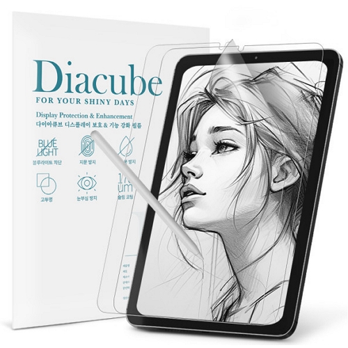 이오엠솔루션 다이아큐브 iPad mini A17 Pro 7세대 저반사 종이질감 항균 블루라이트차단 액정보호필름 (액정 2매)
