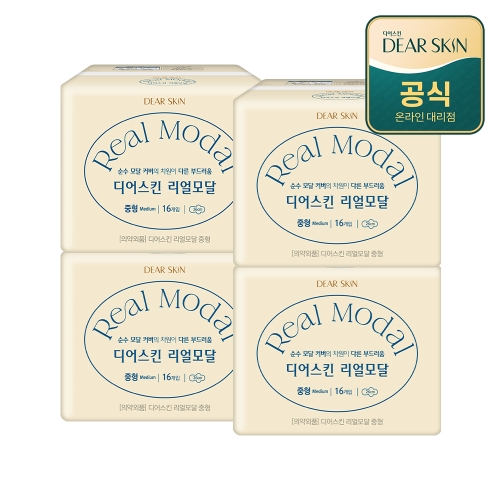 깨끗한나라 디어스킨 리얼모달 중형 16개 (4팩(64개))