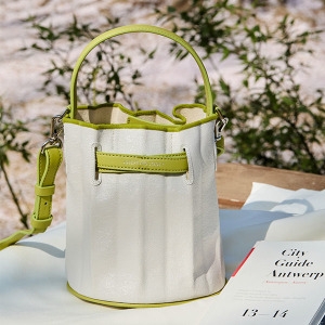 조셉앤스테이시 여성 Lucky Pleats Canvas Coated Bucket Bag Lime 0JSO1SH40601F 단일사이즈_이미지