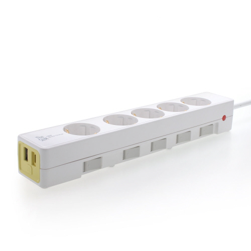 에스와이컨텍 네모탭 더슬림 5구 개별스위치 USB 고속충전 멀티탭 (1.5m)_이미지
