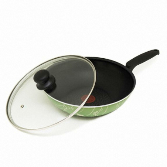테팔 ㅤ플로럴 뉴롱글라이드코팅 멀티팬 (28cm+유리뚜껑)_이미지