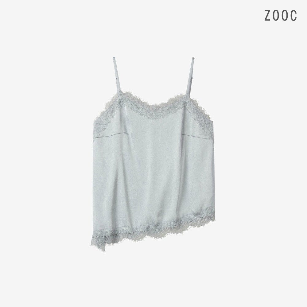 사틴 레이스 언발란스 슬리브리스 탑 SB_V263PSC903