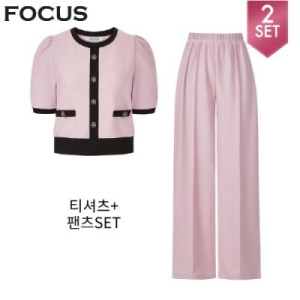 포커스 배색라인티셔츠+와이드팬츠SET_VF4M1TS6520
