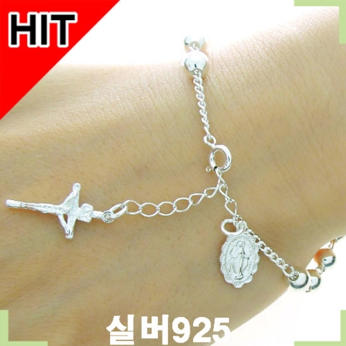 럭셔리 세련된 천주교 묵주 실버팔찌  50081b  선물용