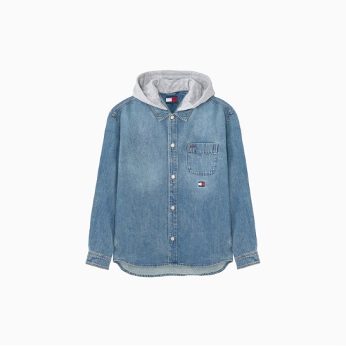타미힐피거 후디 데님 셔켓_T32F0NJC14TMT21A4_이미지
