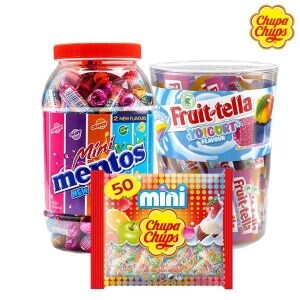 츄파춥스 미니 50입 + 미니<b>멘토스</b> 100입 + 후르트텔라 590g