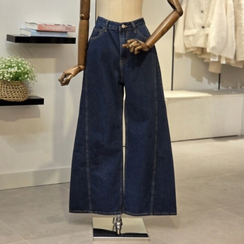 반에이크 삼각 절개 와이드 데님 청바지 VB62DLM305W_이미지