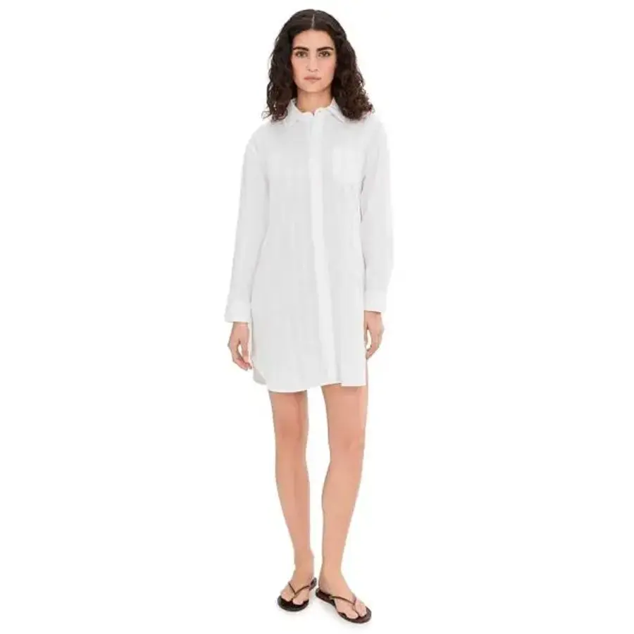 폴로랄프로렌 로렌 우먼 우븐 롱 슬리브 His 셔츠 Sleepshirt 화이트 1100685_이미지