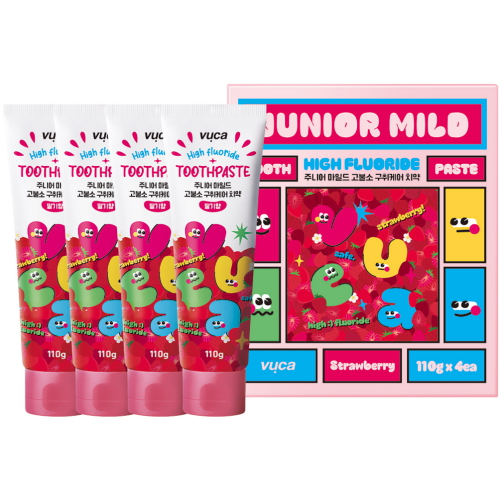 뷰카 주니어 마일드 고불소 구취케어 치약 딸기향 110g (8개)_이미지