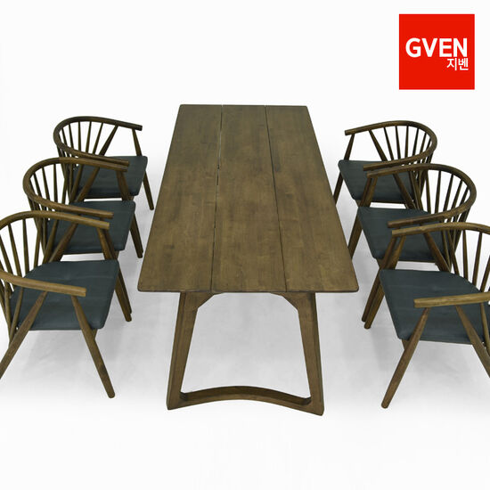 지벤 비잔틴 원목 식탁 1800 (의자6개)