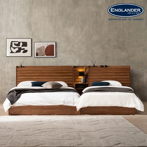 잉글랜더 도로시 원목 호텔형 트윈 수납 침대 SS+Q+협탁 (라텍스7존독립)