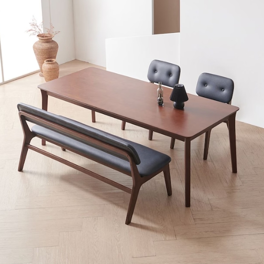 라로퍼니처 롤랑 고무나무 원목 낮은 식탁 1900 (의자2개+벤치1개)