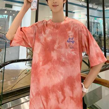 남성 키치룩 U넥 넉넉한핏 포인트 색감 반팔티 S10775033_이미지