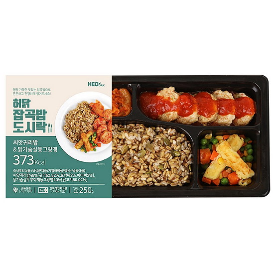 허닭 잡곡밥 도시락 씨앗귀리밥&닭가슴살 동그랑땡 250g (12팩)_이미지
