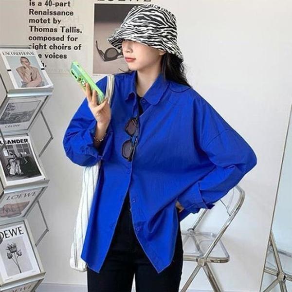 ONM 여성 봄가을 색감예쁜 블루블라우스 셔츠 루즈핏 S10101700