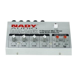 에코 효과가 통합된 Nady MM-14FX 4채널 마이크 믹서 입력 및 출력 지연 시간 깊이 제어_이미지
