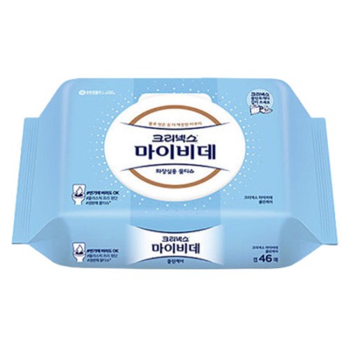 유한킴벌리 크리넥스 마이비데 클린케어 화장실용 물티슈 캡형 46매 (10팩)