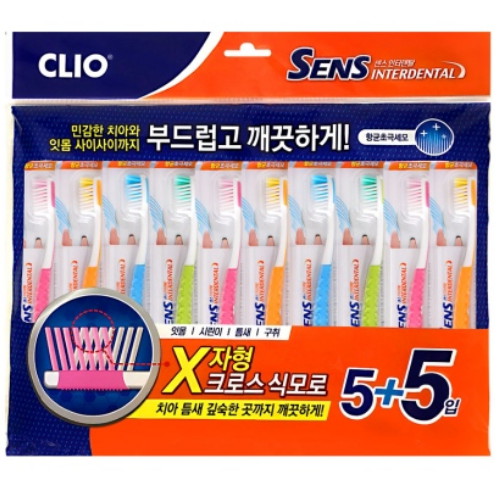 크리오 센스 인터덴탈 항균초극세모 칫솔 5+5입X5개 총50개_이미지