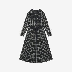 SI 트위드 버튼 니트 플레어 원피스 SHL2390YOO