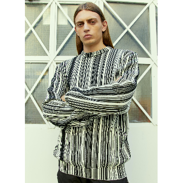 VETEMENTS 남성 글리치드 니트 스웨터 vtm0354008blk_이미지