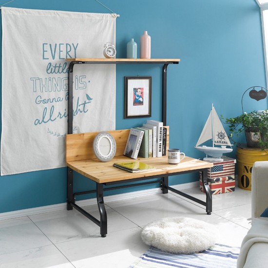 아름이와다움이 나르샤 소나무원목 스틸 선반 좌식책상 (900x620)_이미지