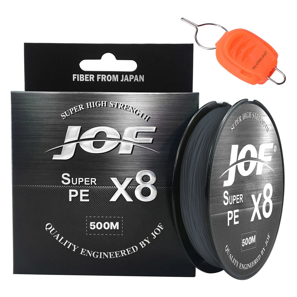 슈퍼PE 8합사 낚시줄 500m + 실버캐스트 라인 스토퍼 세트 그레이