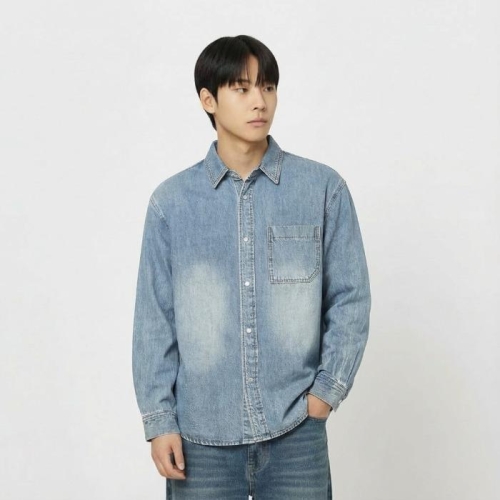 행텐 틴즈 공용 루즈핏 포켓 데님 셔츠_293 10560-020-211-10_이미지