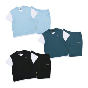 내셔널지오그래픽키즈 컬러블럭 5부 상하 SET (K252UPB920)_이미지